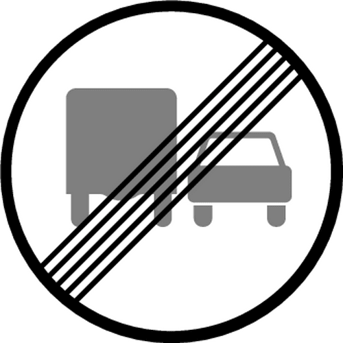Знак 3.23. Конец зоны запрещения обгона грузовым автомобилям