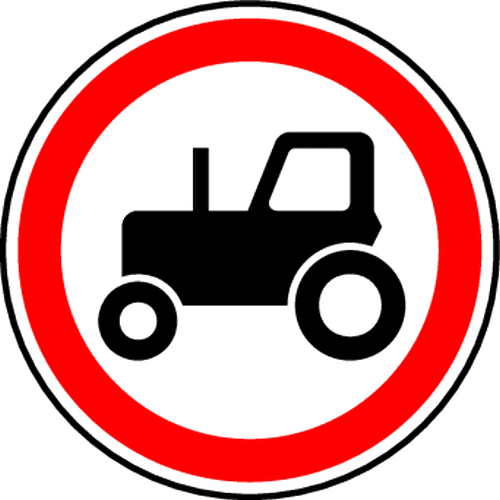 Знак 3.6. Движение тракторов запрещено