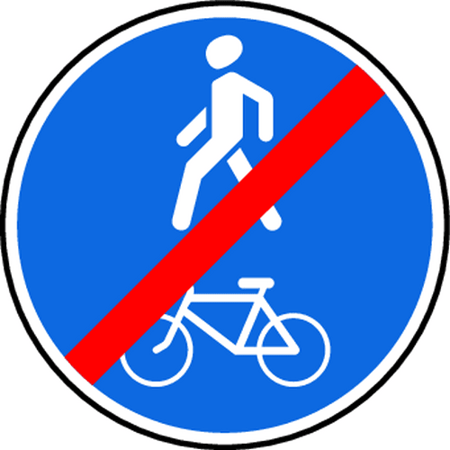 Знак 4.5.3. Конец пешеходной и велосипедной дорожки с совмещенным движением (конец велопешеходной дорожки с совмещенным движением)
