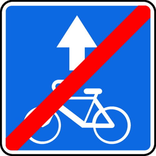Знак 5.14.4 Конец полосы для велосипедистов